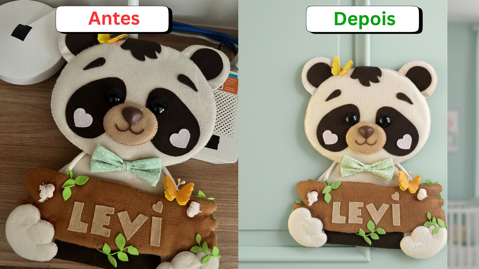 Comparação antes e depois - Transformação de fotos de artesanato com IA